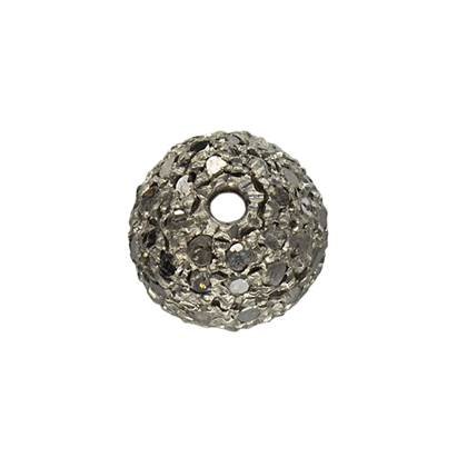 rhodium sterling silver 1.10cts 8mm black diamond ball bead