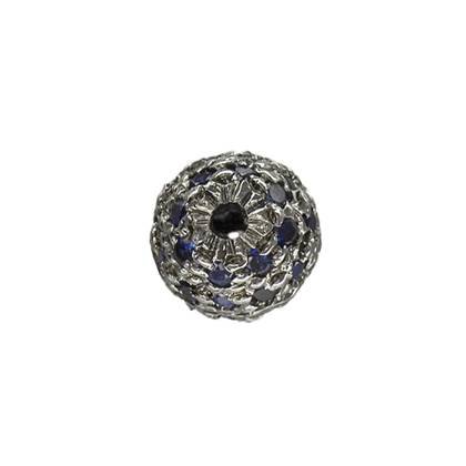 rhodium sterling silver 80pts 6mm blue sapphire ball bead