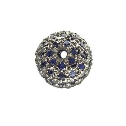 rhodium sterling silver 1.90cts 10mm blue sapphire ball bead