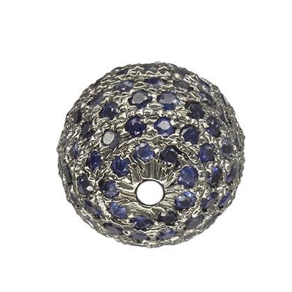 rhodium sterling silver 2.10cts 12mm blue sapphire ball bead