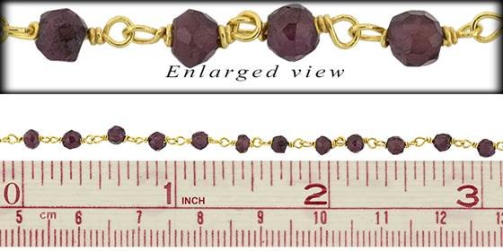 gold vermeil 4.0mm garnet pigtail chain