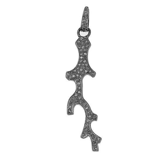 rhodium sterling silver 63pts 43mm diamond tree branch pendant