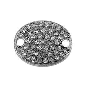 rhodium sterling silver 14x11mm diamond oval connector