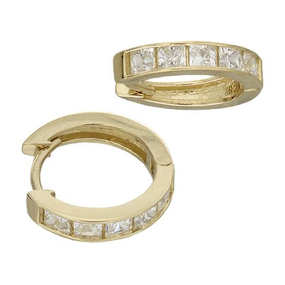 vermeil 15mm cubic zirconia channel hoop earring