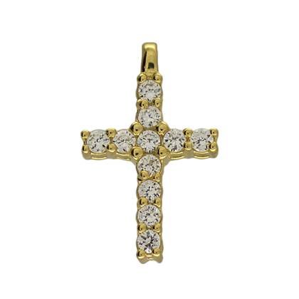 vermeil 14mm cubic zirconia cross charm