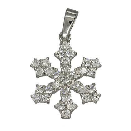 rhodium sterling silver 14mm cubic zirconia snowflake charm