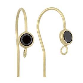 gf 4mm round black cubiz zironia earwire earring