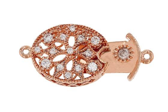 rose gold vermeil 14x10mm cubic zirconia oval box clasp