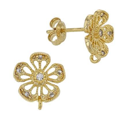 vermeil cubic zirconia flower earring