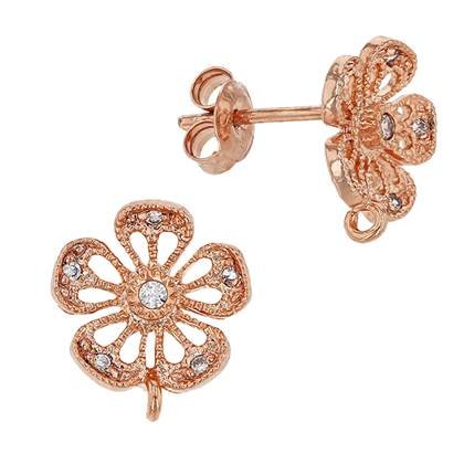 rose gold vermeil cubic zirconia flower earring