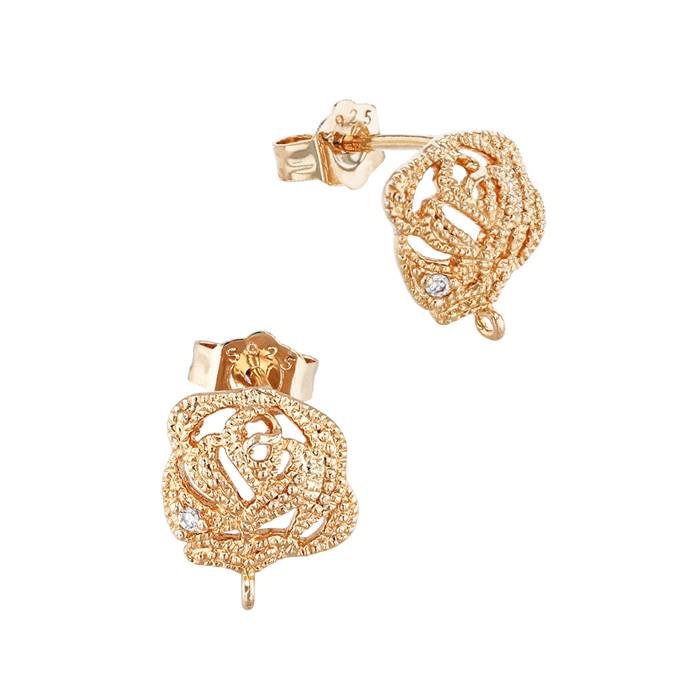 rose gold vermeil cubic zirconia flower earring