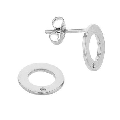 rhodium sterling silver rhodium plated circle earring