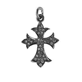 rhodium sterling silver 26pts 20mm diamond cross charm