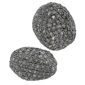 rhodium sterling silver 12mm diamond pebble bead