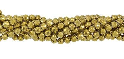 4mm round faceted gold plated hematine bead