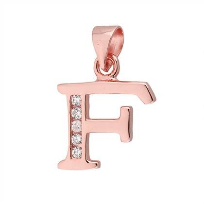 12mm rose gold vermeil letter f