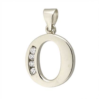 12mm rhodium sterling silver letter o