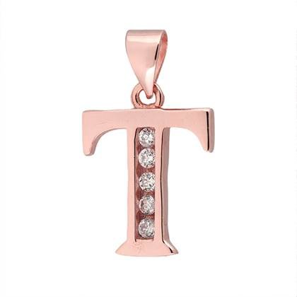 12mm rose gold vermeil letter t