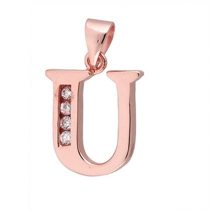 12mm rose gold vermeil letter u