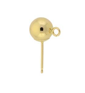 14K Gold Ball Stud Heavy Weight Earring With Ring
