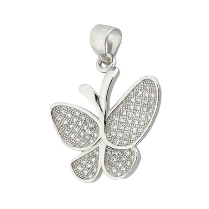 21mm rhodium sterling silver butterfly charm