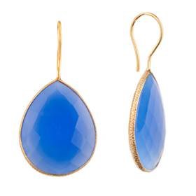 gold vermeil 25x20mm blue onyx colored quartz pear drop earring
