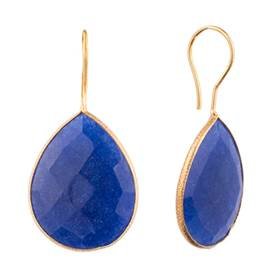 gold vermeil 25x20mm sapphire colored quartz pear drop earring