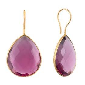 gold vermeil 25x20mm hydro-red colored quartz pear drop earring