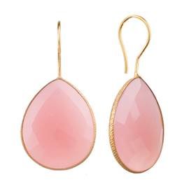 gold vermeil 25x20mm rose quartz colored quartz pear drop earring