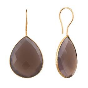 gold vermeil 25x20mm smoky quartz colored quartz pear drop earring