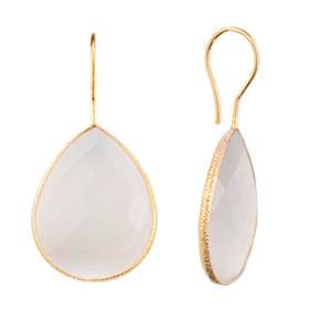 gold vermeil 25x20mm white onyx colored quartz pear drop earring