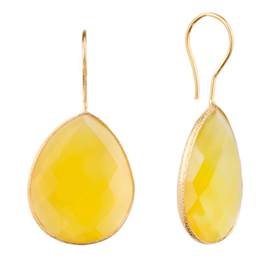 gold vermeil 25x20mm yellow onyx colored quartz pear drop earring