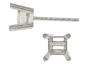 14kw 2.50mm 5pts 4 prong square earring