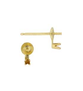 14ky 3mm cup pearl earring stud with prong setting