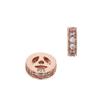 rose gold vermeil 5x2mm cubic zirconia rondelle bead