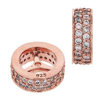 rose gold vermeil 10x4mm cubic zirconia rondelle bead