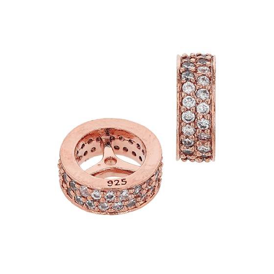 rose gold vermeil 6x3.5mm cubic zirconia rondelle bead