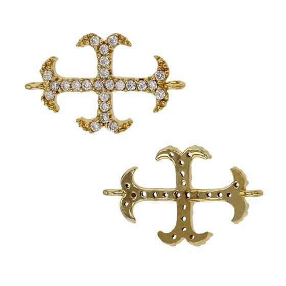 vermeil 20x12mm cubic zirconia cross connector