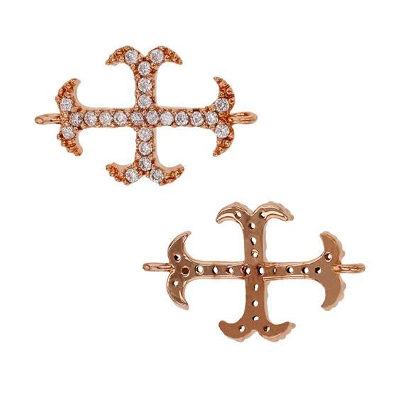 rose gold vermeil 20x12mm cubic zirconia cross connector