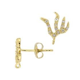 vermeil 10x4mm flame earring stud