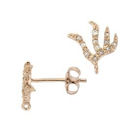 rose gold vermeil 10x4mm flame earring stud