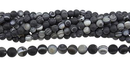 10mm ball frosted black agate bead