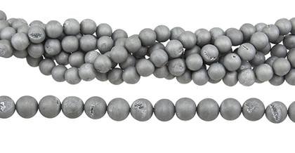 16mm ball silver druzy agate bead