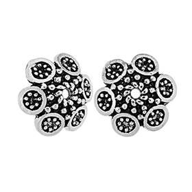 oxidized sterling silver 10.2x4mm flower bead cap