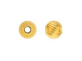 14ky 4mm round spiral corrugated bead