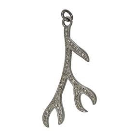 rhodium sterling silver 60pts 40mm diamond tree branch pendant