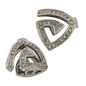 rhodium sterling silver 52pts 14mm diamond triangle bead