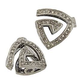 rhodium sterling silver 52pts 14mm diamond triangle bead