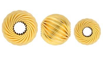 14KY 4mm Round Spiral Corrugated Bead