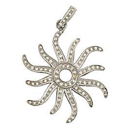 rhodium sterling silver 80pts 30mm diamond sun pendant